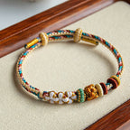 Fortune Jewel Handmade Dunhuang Color Peach Blossom Pattern Braid String Bracelet