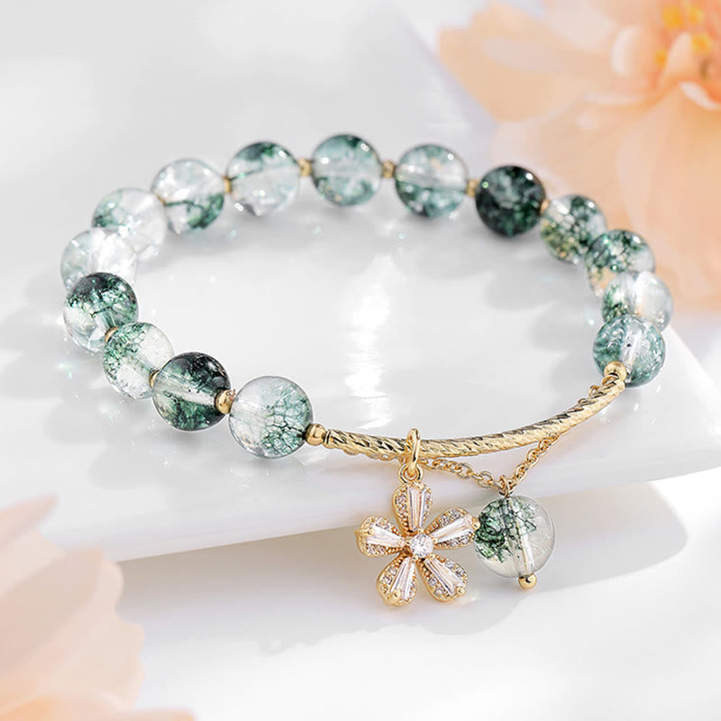 Fortune Jewel Green Phantom Crystal Confidence Charm Bracelet