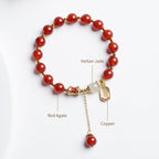 Fortune Jewel Natural Red Agate Hetian Jade Fu Character Confidence Charm Bracelet