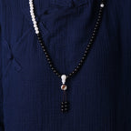 Buddha Stones Ebony YinYang Protection Necklace Mala Fortune Jewel