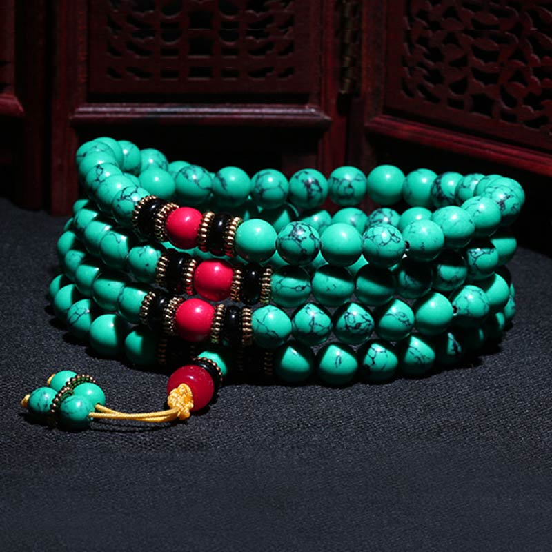 Fortune Jewel Tibetan Turquoise Healing Mala Bracelet