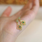 Fortune Jewel Natural Hetian Jade Bead Square Pattern Luck Chain Bracelet