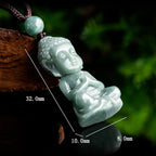 Fortune Jewel Natural Jade Meditation Buddha Amulet Serenity Necklace Pendant Fortune Jewel