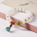 Fortune Jewel Natural Bodhi Seed Red Agate Bodhi Calm Harmony Engraved Pumpkin Bead Lotus Bracelet