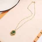 Fortune Jewel Natural Jade Koi Fish Lotus Luck Necklace Pendant