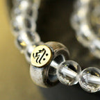 Fortune Jewel 925 Sterling Silver Chinese Zodiac Natal Buddha White Crystal Meditation Triple Wrap Bracelet