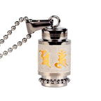 Fortune Jewel Tibet Om Mani Padme Hum Shurangama Mantra Titanium Steel Wisdom Amulet Necklace Pendant