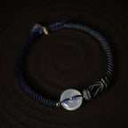 Fortune Jewel Handmade White Agate Peace Buckle Luck Happiness Protection Weave String Bracelet