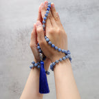 Fortune Jewel 108 Mala Blue Aventurine Beads Yoga Meditation Prayer Beads Necklace