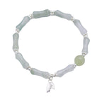 Fortune Jewel 925 Sterling Silver Natural Tianshan Jade Bamboo Charm Luck Bracelet