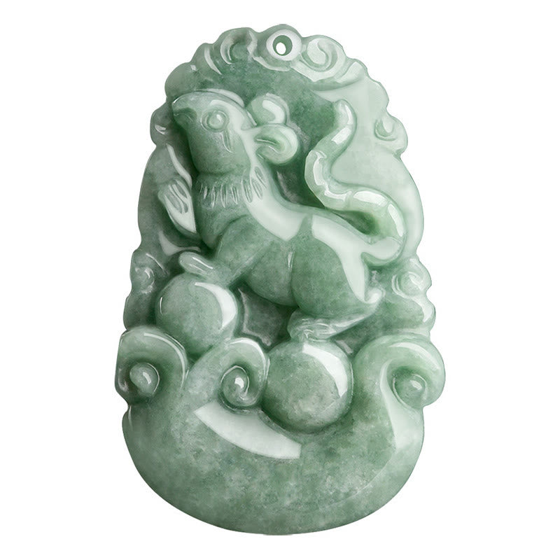 Fortune Jewel Natural Green Jade 12 Chinese Zodiac Luck Prosperity Necklace Pendant