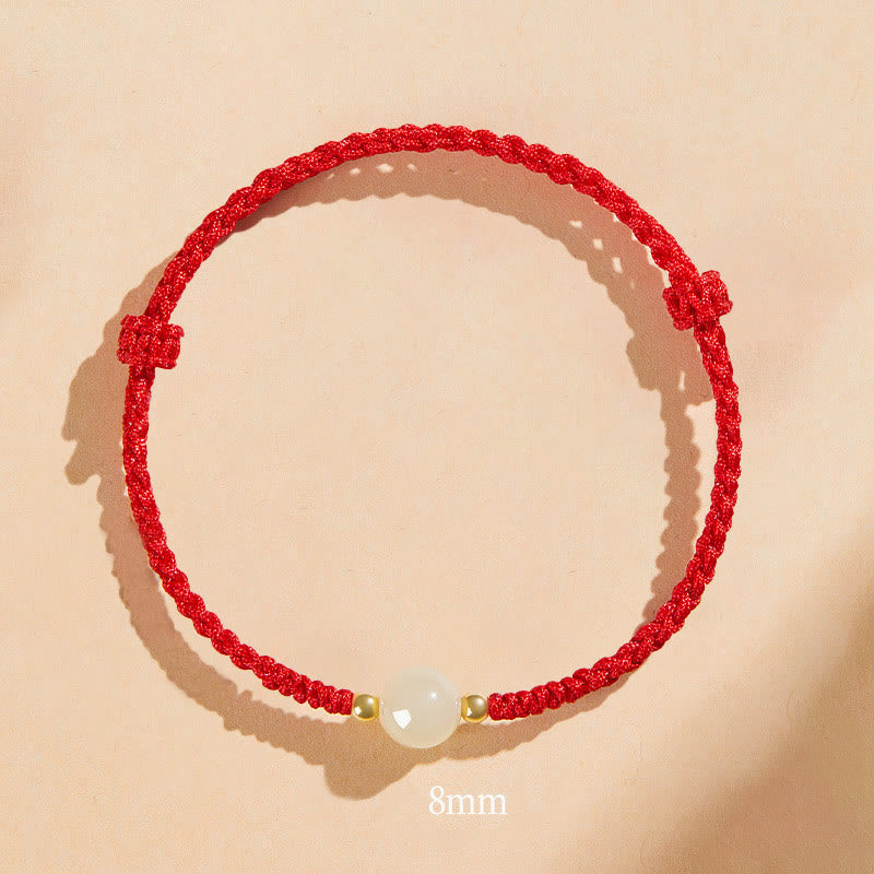 Fortune Jewel Handcrafted Round Jade Lucky Bead Prosperity Braided Bracelet