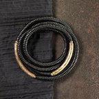 Fortune Jewel Ebony Wood Brass Copper Balance Multilayered Bracelet