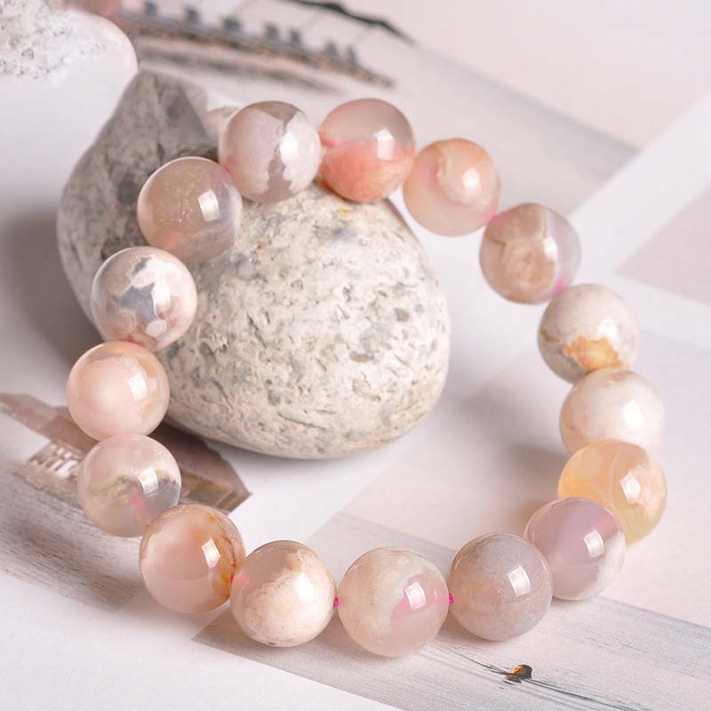 Fortune Jewel Sakura Agate Peace Blessing Bracelet