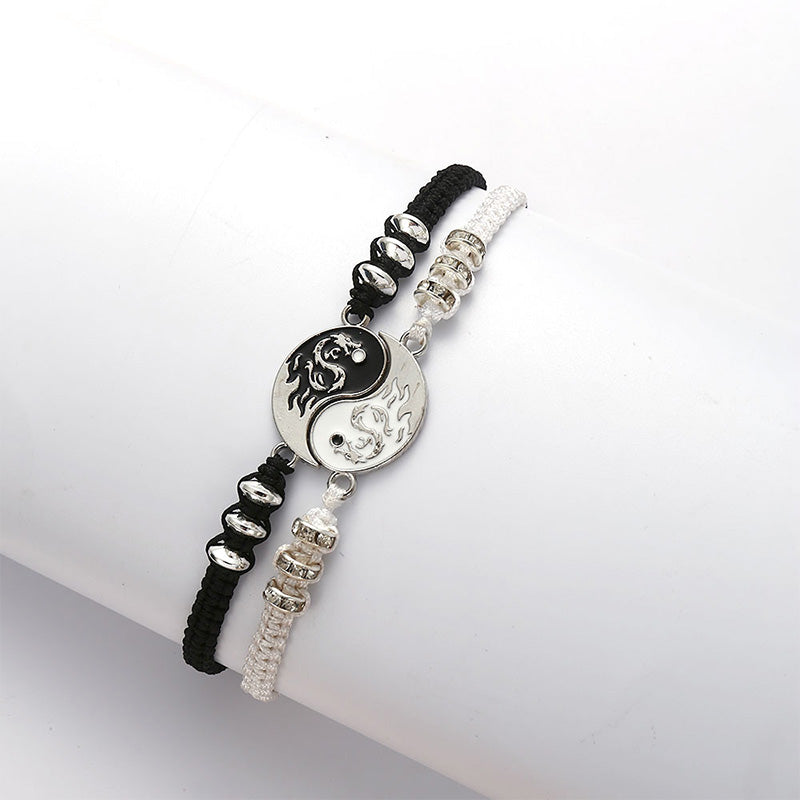 Fortune Jewel 2pcs Yin Yang Dragon Couple Bracelet