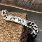 Fortune Jewel Tiger Tang Dynasty Flower Design Copper Luck Chain Bracelet
