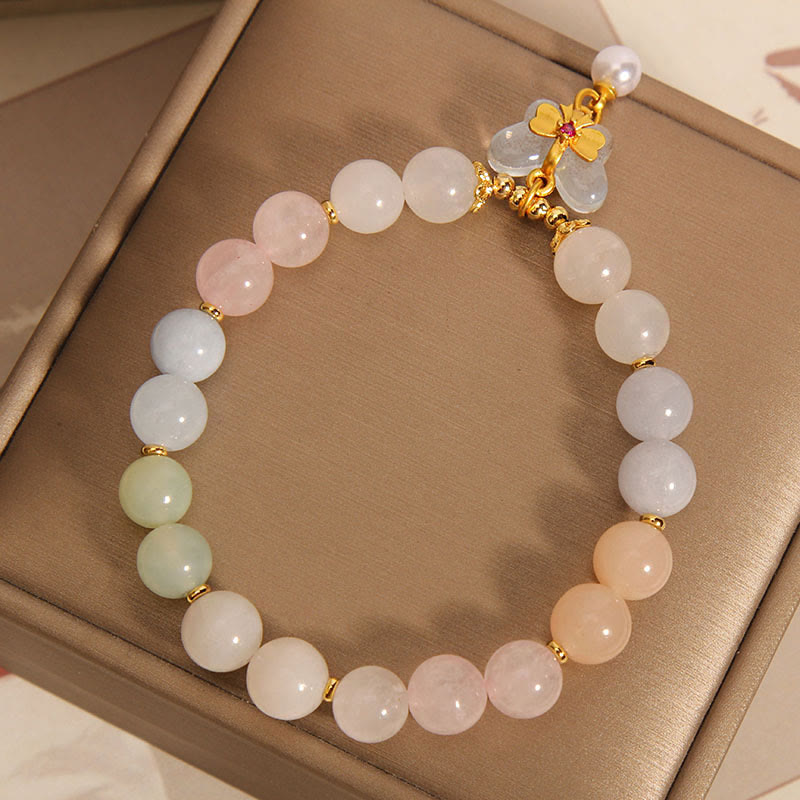 Fortune Jewel Natural Morganite Confidence Butterfly Charm Bracelet