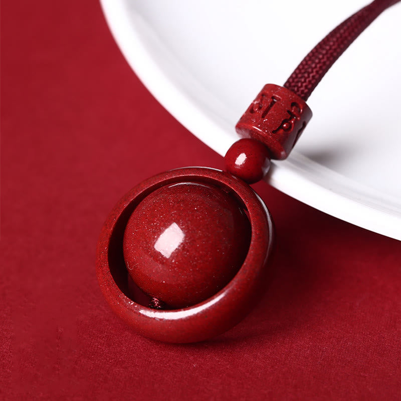 Fortune Jewel Cinnabar Om Mani Padme Hum PiXiu Blessing Lucky Bead Necklace Pendant