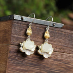 Fortune Jewel White Jade Protection Harmony Drop Earrings
