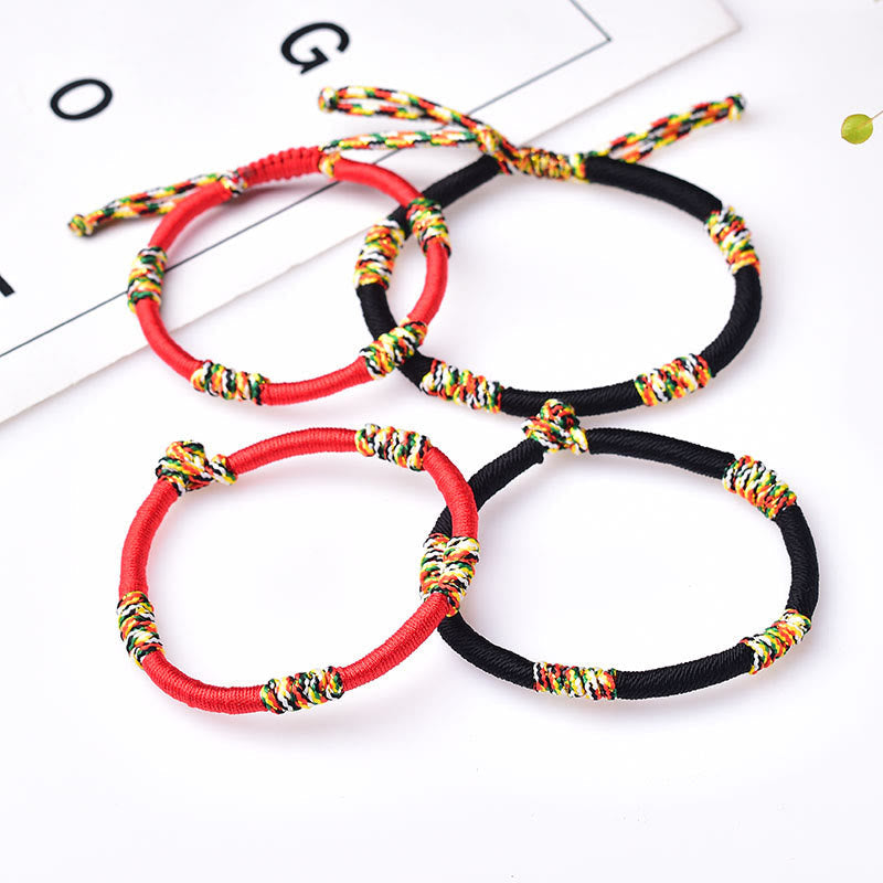 Fortune Jewel Tibetan Handmade Colorful King Kong Knot Lucky Protection Braid String Bracelet
