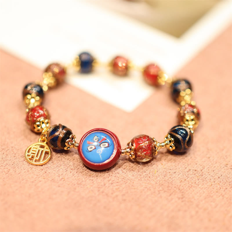 Fortune Jewel Tibetan Gold Swallowing Beast Family Five God Of Wealth Thangka Fortune Bead Bracelet