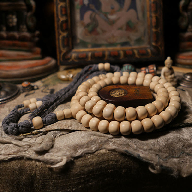 Fortune Jewel 108 Mala Beads Abelia Biflora Wood Warding Off Evil Spirits Wrist Mala