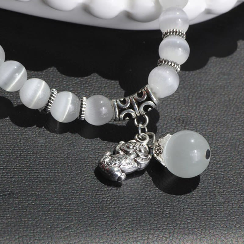Fortune Jewel Cat Eye PiXiu Support Triple Wrap Bracelet
