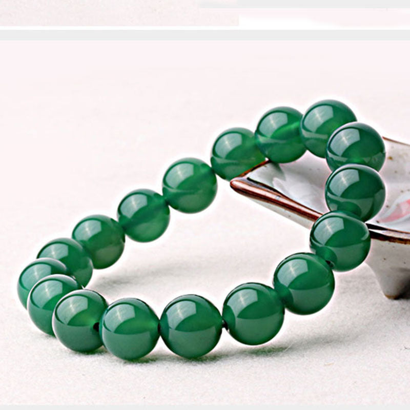 Fortune Jewel Natural Green Agate Support Bracelet
