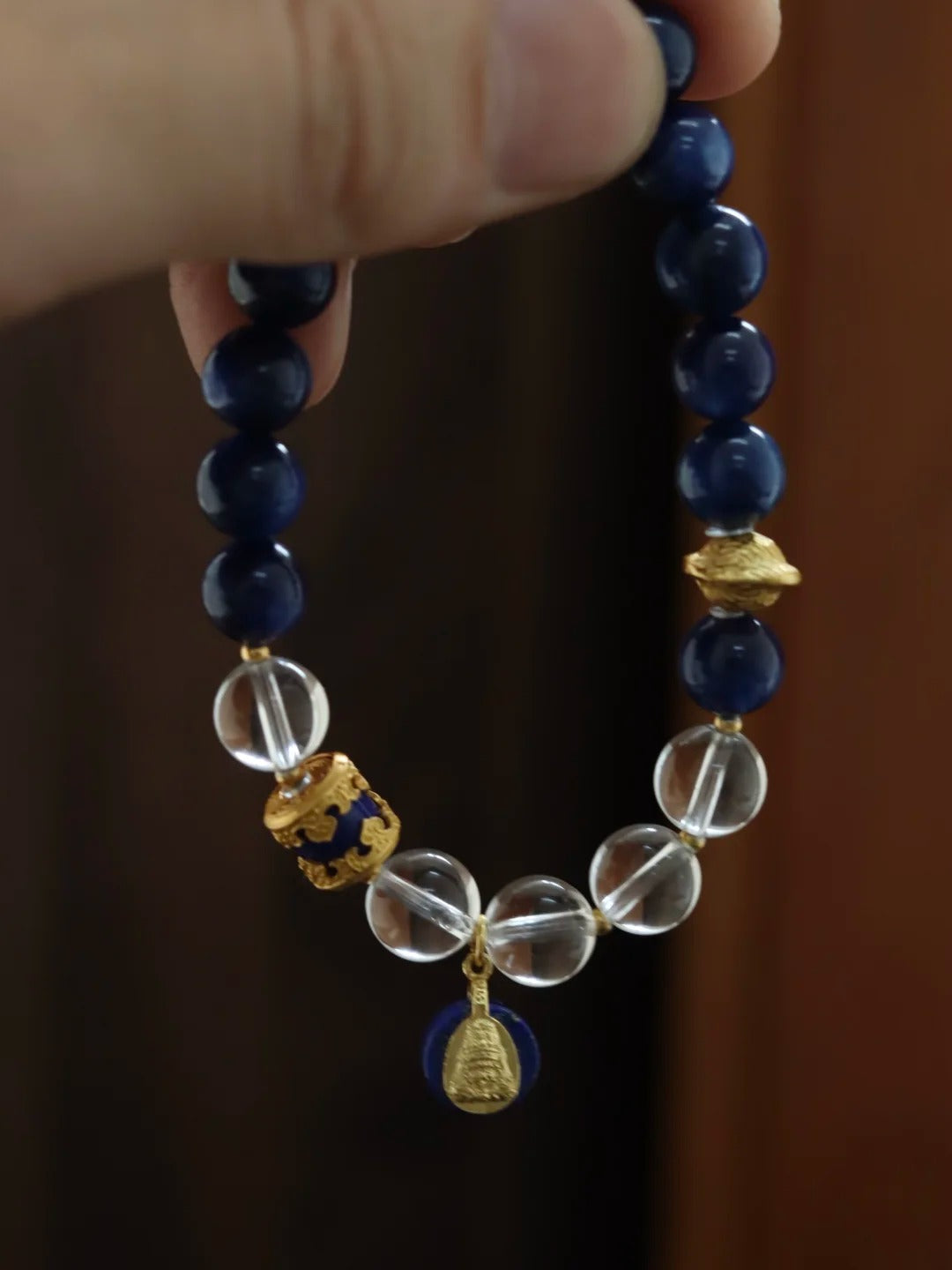 White Crystal, Blue Kyanite & Lapis Lazuli Bracelet – Elegant & Brightening Wealth Charm