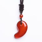 Fortune Jewel Red Agate Green Agate Moon Pattern Confidence Calm Necklace