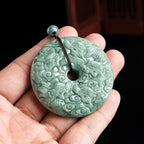 Fortune Jewel Year of the Dragon Natural Jade Nine Dragons Peace Buckle Protection Necklace Pendant
