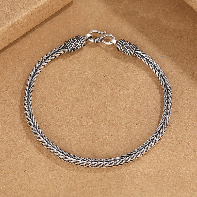 Fortune Jewel Vintage Dragon Keel Braided Twisted Design Wealth Buckle Bracelet