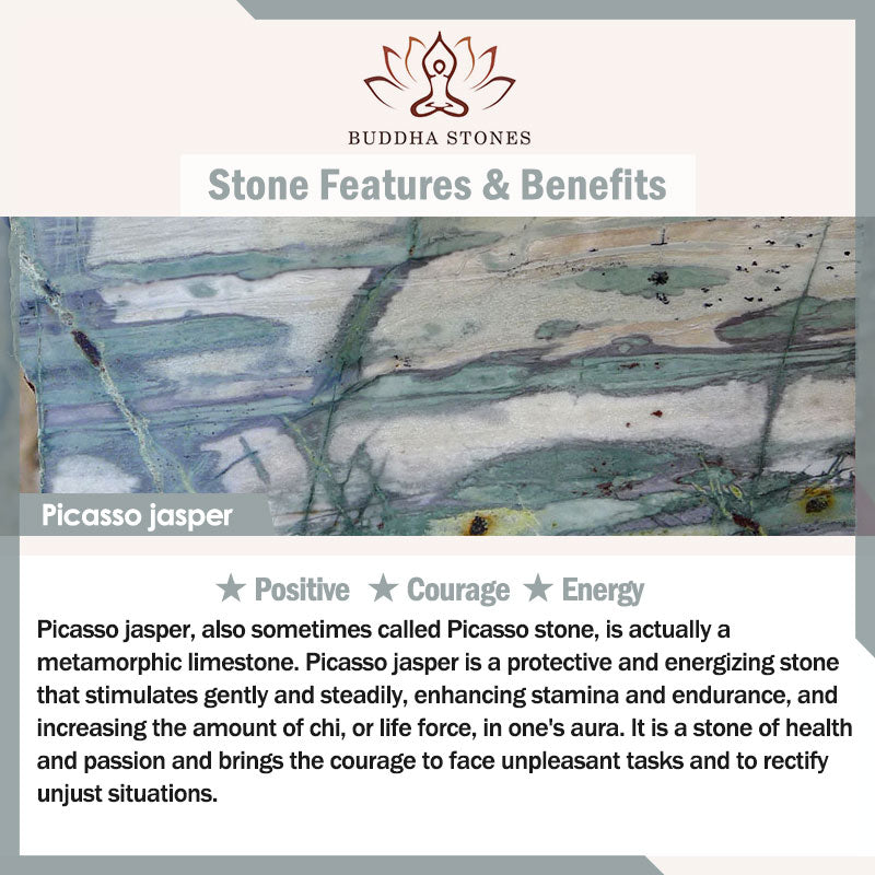 Fortune Jewel 108 Mala Beads Picasso Jasper Stone Courage Energy Bracelet