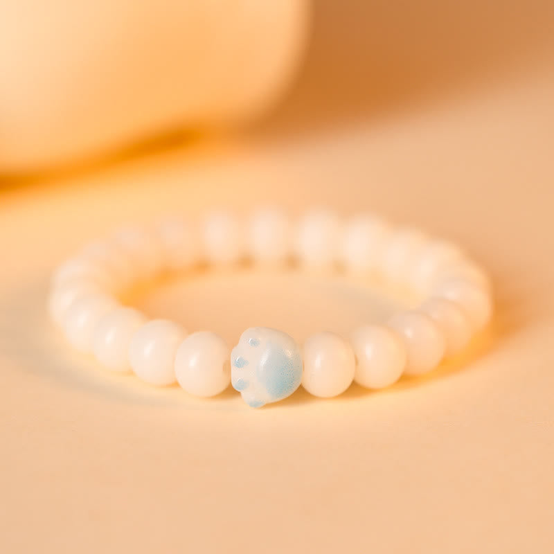 Fortune Jewel Natural Bodhi Seed Lovely Paw Lucky Cat Paw Peace Bracelet