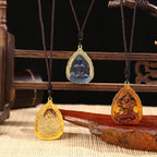 Fortune Jewel Tibetan Buddha Liuli Crystal Serenity Necklace Pendant Fortune Jewel