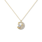 925 Sterling Silver Planet Moon Star Necklace – White Gold Color Collarbone Chain for Women, Gift for Girlfriend & Best Friend