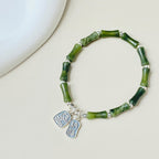 Fortune Jewel 925 Sterling Silver Bamboo Jade Lucky Cat Fu Character Luck Abundance Bracelet