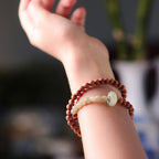 Fortune Jewel Sandalwood Hetian Jade Protection Double Wrap Bracelet