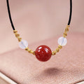 Fortune Jewel Natural Red Agate Chalcedony Self-acceptance Confidence String Bead Bracelet Necklace Pendant