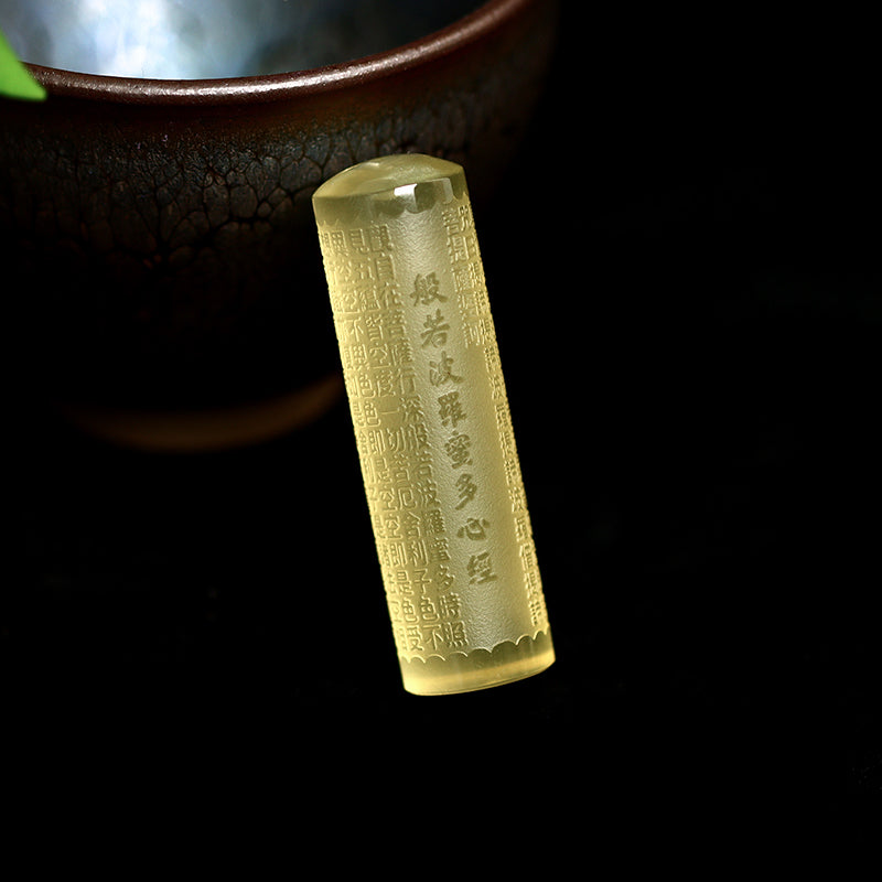 Fortune Jewel Heart Sutra Citrine Happiness Strength Necklace Pendant