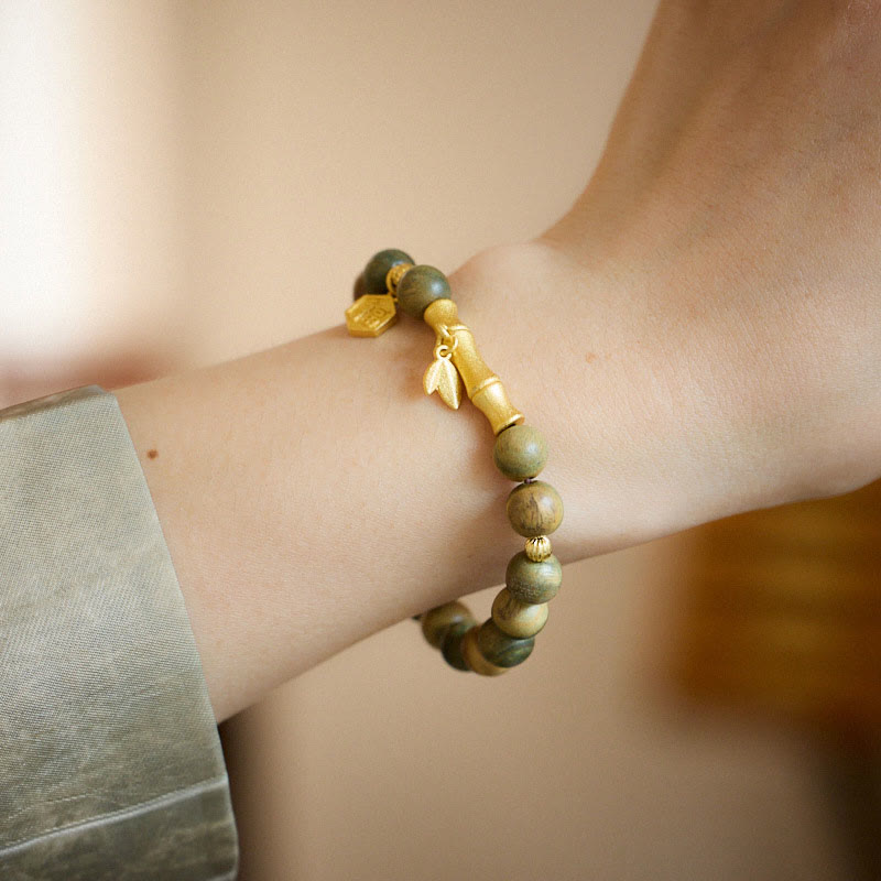 Fortune Jewel Green Sandalwood Fu Character Bamboo Soothing Bracelet