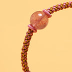 Fortune Jewel Handmade Red Agate Amethyst Golden Rutilated Quartz Pink Crystal Bead Calm Braided Bracelet