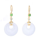 Buddha Stones FengShui White Jade Blessing Drop Earrings