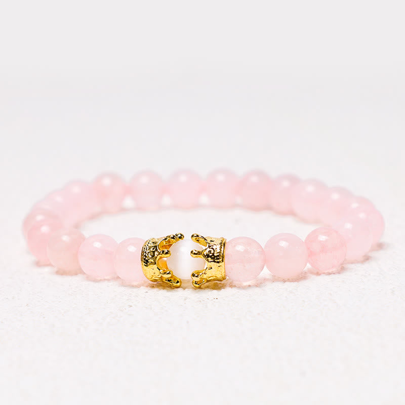 Fortune Jewel Natural Stone King&Queen Crown Healing Energy Beads Couple Bracelet