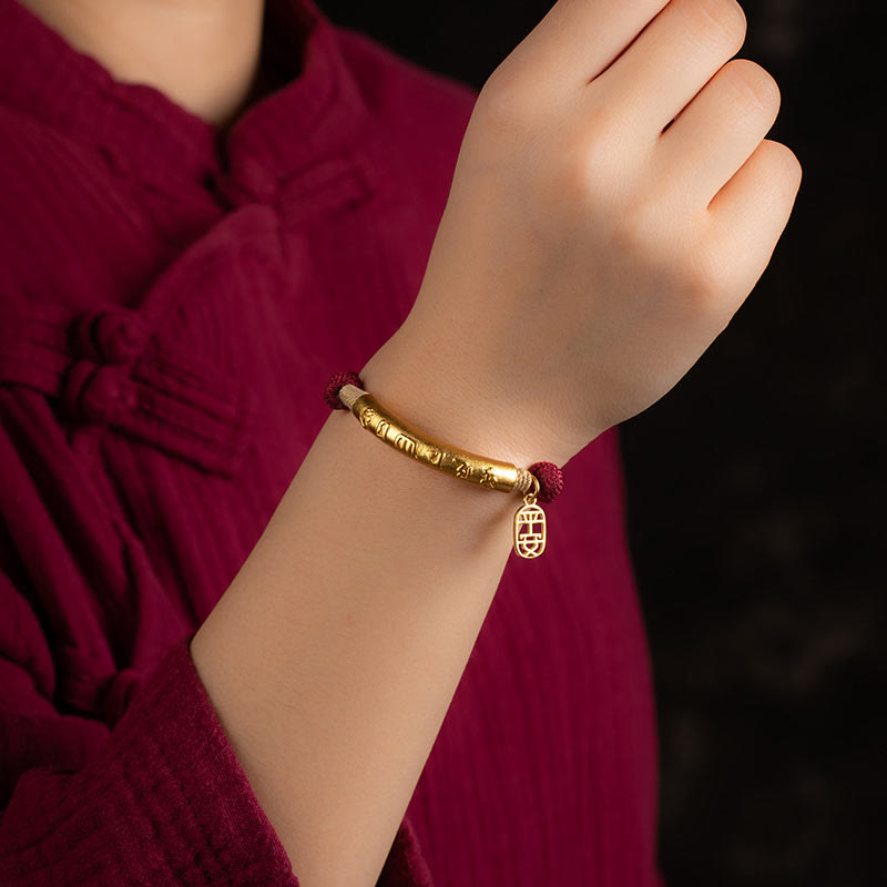 Fortune Jewel 999 Sterling Silver Tibet Handmade Om Mani Padme Hum Fu Character TopRank Character Luck Braided Bracelet