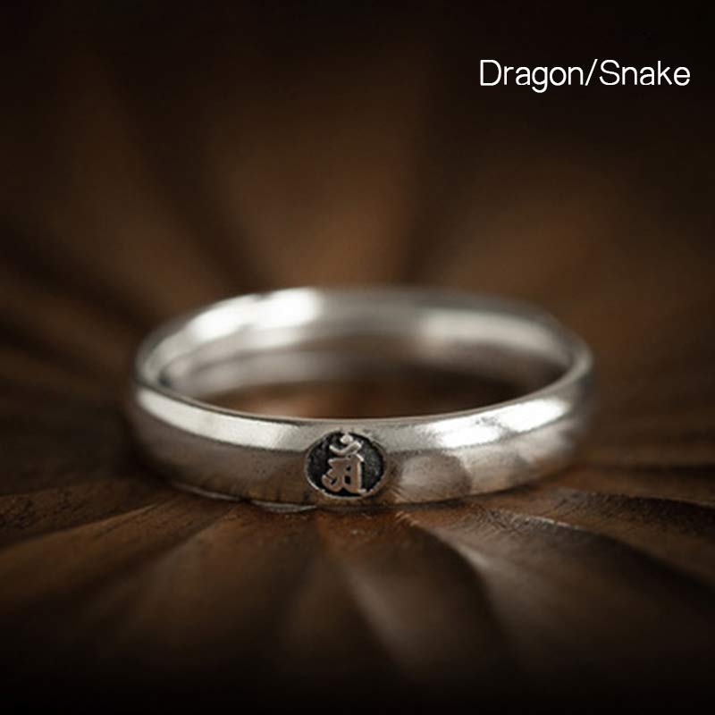 Fortune Jewel 925 Sterling Silver Chinese Zodiac Natal Buddha Blessing Couple Ring