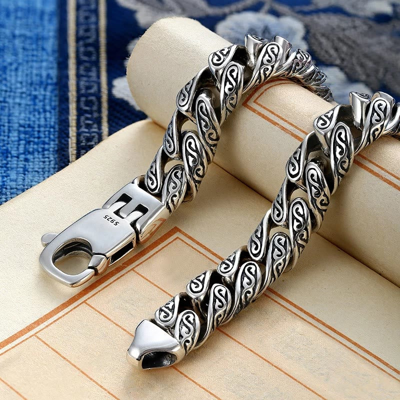 Fortune Jewel Vintage Tang Dynasty Flower Design Carved Luck Bracelet