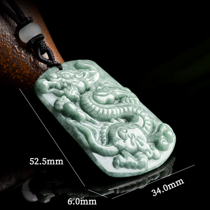 Fortune Jewel Year of the Dragon Chinese Zodiac Dragon Jade Success Amulet Necklace Pendant