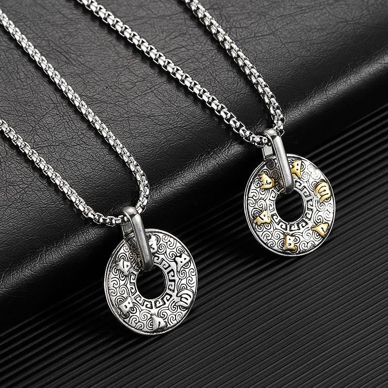 Fortune Jewel Tibetan Om Mani Padme Hum Peace Buckle Creativity Necklace Pendant