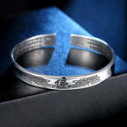 Fortune Jewel Heart Sutra Mantra Lotus Peace Copper Cuff Bracelet Bangle Fortune Jewel